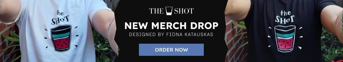 Ad for new The Shot merchandise for Christmas 2025.